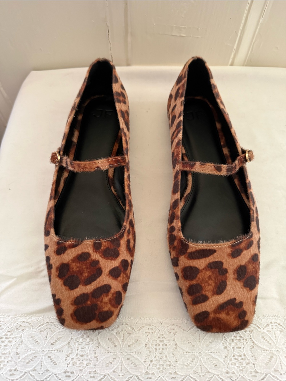 JustFab Leopard Print Mary Jane Flats - Brown & Black